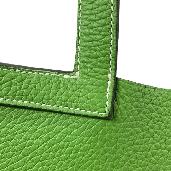 Auth HERMES Cabasserie 31 - Vert Yucca Taurillon Clemence B Tote Bag - Picture 10 of 16
